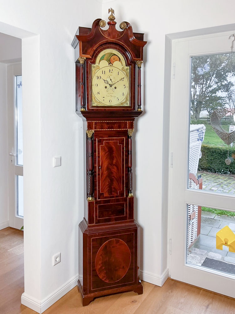 Antike englische Grandfather Standuhr in Mahagoni Longcase Clock